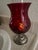 Metal Vintage Red Cut Glass Candle Vessel Lantern or Vase For Sale - Image 7 of 9