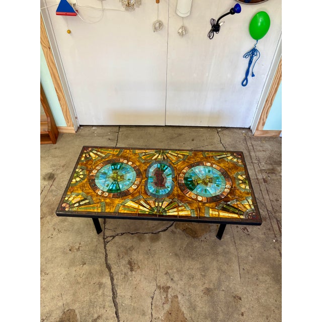 Vintage XL Coffee Table by Knud Michel With Metal Frame and Tiles For Sale - Image 9 of 12
