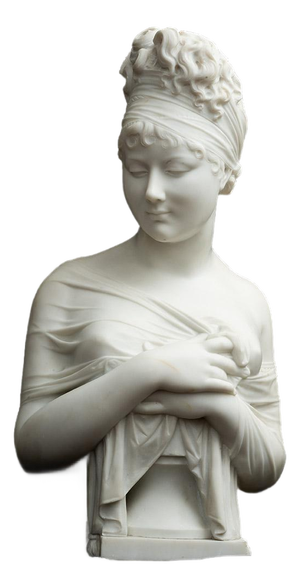 French Artist, Madame Recamier, 19th Century, White Statuary Marble