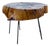 Brutalist Asymmetric Round Live Edge Reclaimed Wood Slab Coffee Side Table on Pegged Legs For Sale