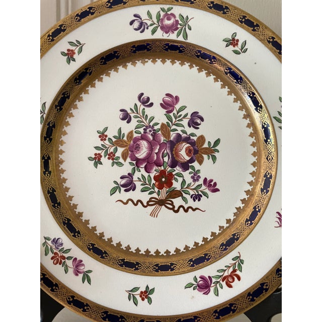 Ceramic Antique 1917 Tiffany & Co Booths Cabinet Plate in Deep Cobalt with Gilt Gold Trim For Sale - Image 7 of 10