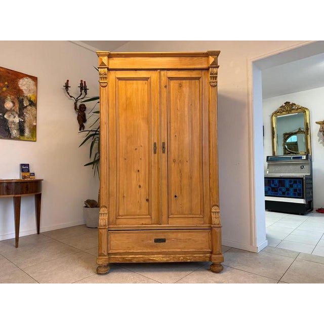 Original 2-door Biedermeier farmhouse cupboard, natural wood, Carinthia. Dimensions: Height x Width x Depth 188 x 107 x 60...