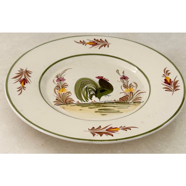 French Country Hand-Painted Rooster Plate For Sale - Image 4 of 6