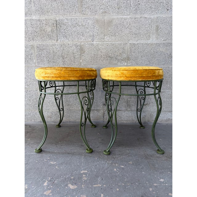 A Pair of Vintage Mid-Century Modern Wrought Iron Bench / Foot Stools. Circa 1960s For Sale - Image 9 of 18