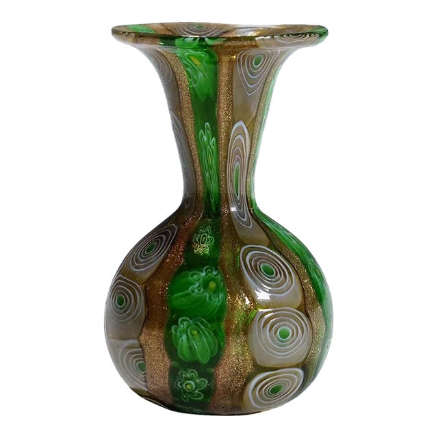 Antique Murrine Vase With Aventurine, Fratelli Toso Murano Ca. 1920s For Sale
