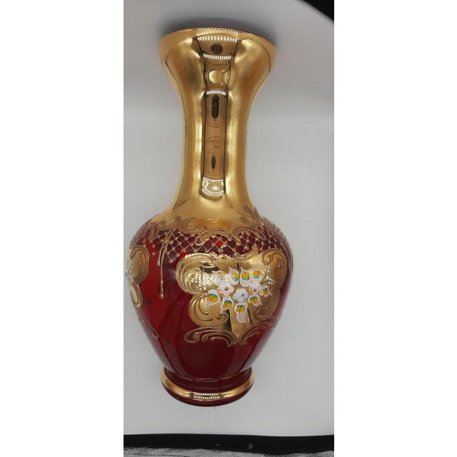 Tre Fuochi Murano Blown Glass Vase with 24k Gold Finishes, Venice, Italy, 1960s For Sale - Image 10 of 16