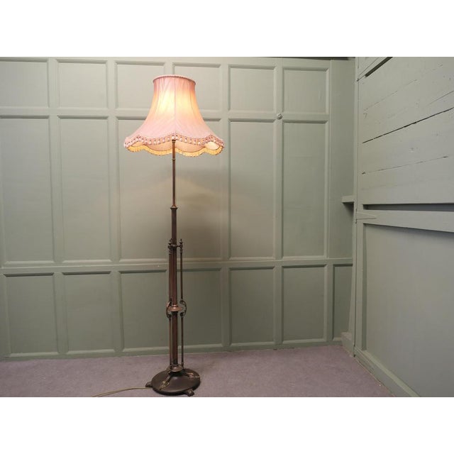 Arts and Crafts Iron and Brass Telescopic Floor Lamp, 1880s For Sale - Image 6 of 8