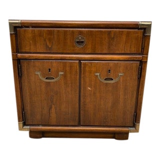 1970s Vintage Drexel Accolade Campaign Plinth Base Nightstand For Sale