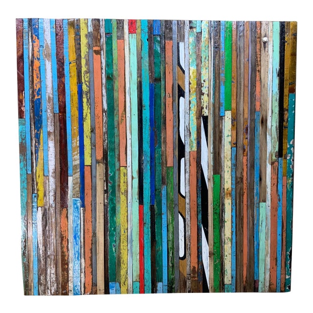 Abstract Reclaimed Wood Wall Sculpture For Sale