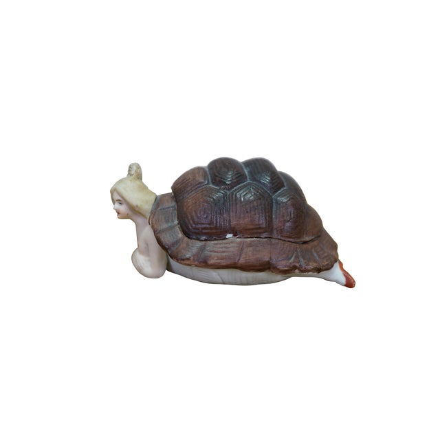 Victorian Antique German Victorian Naughty Lady in Tortoise Shell Vanity Box Figurine For Sale - Image 3 of 14