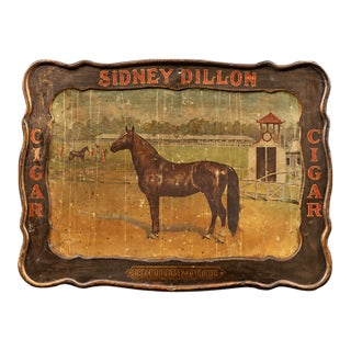 Early 20th Century Sidney Dillon Cigars Self-Framed Tin Litho Advertising Sign For Sale