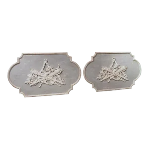 Pair of Large Wooden Blue and White Louis XVI Style Trophy Panels