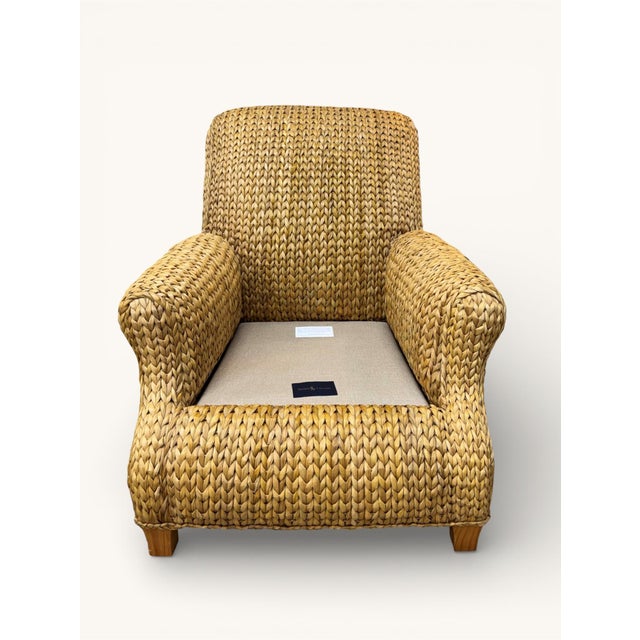 Wood Ralph Lauren Coastal Woven Seagrass Hurley Lounge Chair For Sale - Image 7 of 14