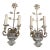 1930s Silver Leaf Metal Sconces With Crystal Base For Sale