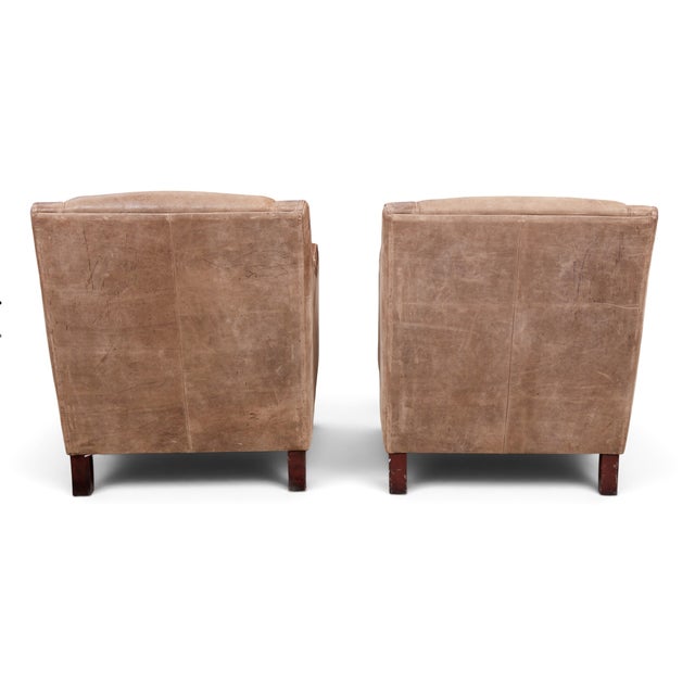 2010s Vintage Tetrad International British Shelby Sloped Arm Leather Club Chairs - A Pair For Sale - Image 5 of 11