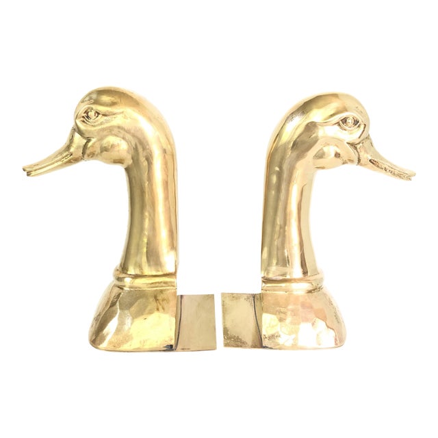 "Made in Spain" Polished Brass Mother Goose Bookends 10" For Sale