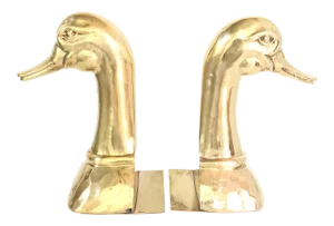 "Made in Spain" Polished Brass Mother Goose Bookends 10"