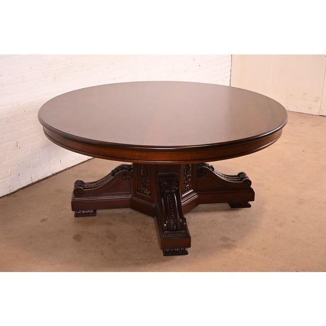 R. J. Horner & Co. R. J. Horner Style Antique Victorian Carved Mahogany Pedestal Dining Table, Newly Refinished For Sale - Image 4 of 12