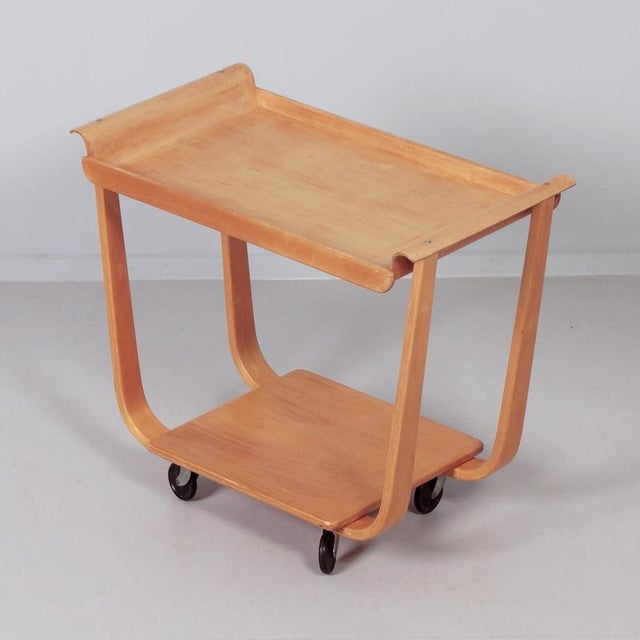 1950s Rolo PB01 Serving Trolley in Birch by Cees Braakman for UMS Pastoe, 1950s For Sale - Image 5 of 11