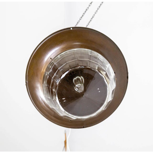 Metal 1920s Faceted Flush Mount Light With Cut Glass Banding For Sale - Image 7 of 10