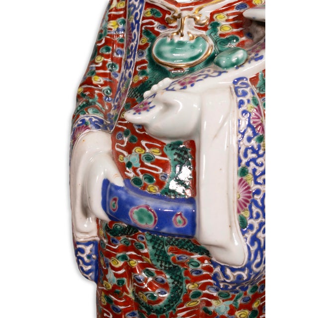 Mid 19th Century Antique Chinese Famille Rose Porcelain Immortal Figurine Sculpture 19th Century For Sale - Image 5 of 9