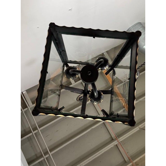 Metal Pair of Custom Wrought Iron and Gilt Lantern Pendants by Miamar Home For Sale - Image 7 of 14
