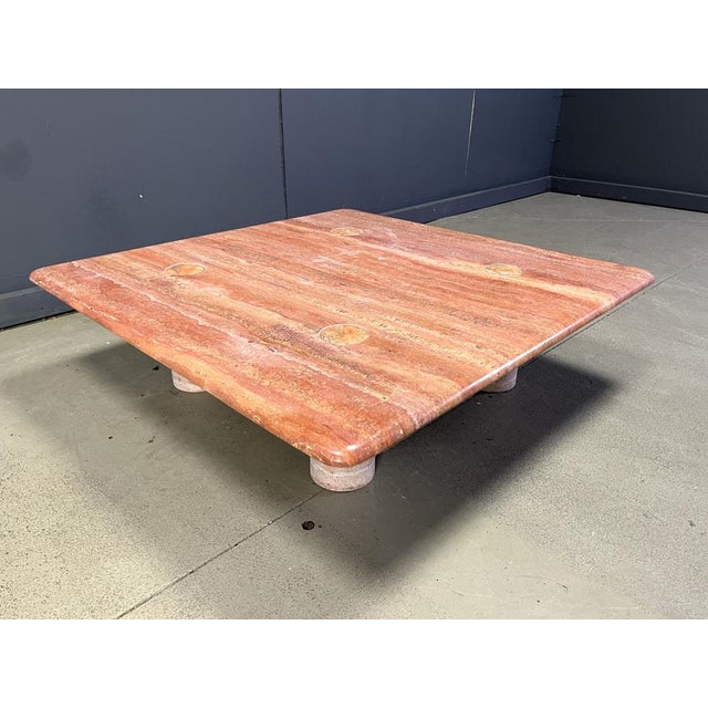 Pink Red Travertine Coffee Table by Angelo Mangiarotti for Up&Up, Italy, 1970s For Sale - Image 8 of 16