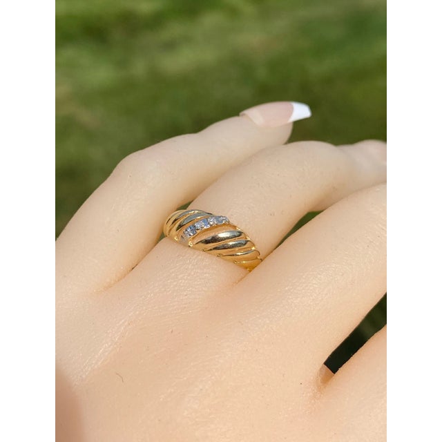 The Henderson: Yellow Gold Waved Cocktail Ring with Diamonds For Sale - Image 10 of 10