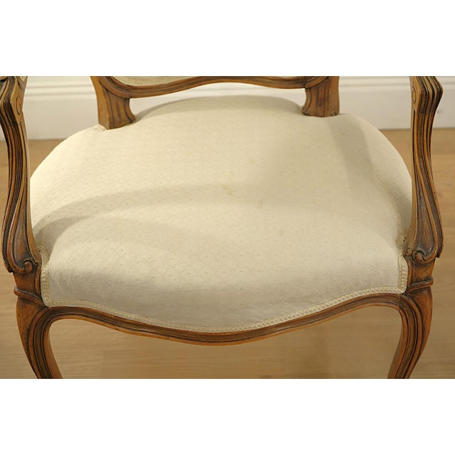 Wood Antique Rococo Oak Armchairs with Light Beige Upholstery, Sweden, 1850s, Set of 2 For Sale - Image 7 of 9
