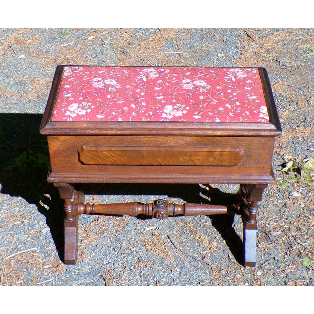 Antique Victorian Slipper Bench Solid Walnut Sewing Stool For Sale - Image 9 of 14