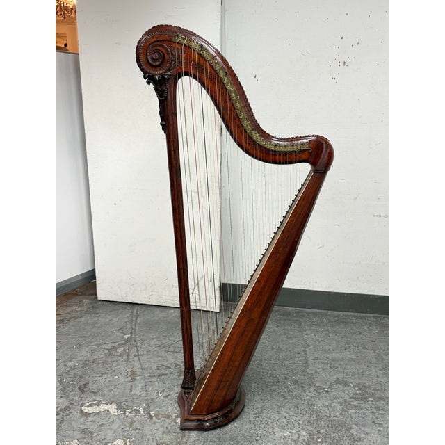 18th Century French Harp With Hand Painted Chinoiserie Motifs For Sale - Image 4 of 12