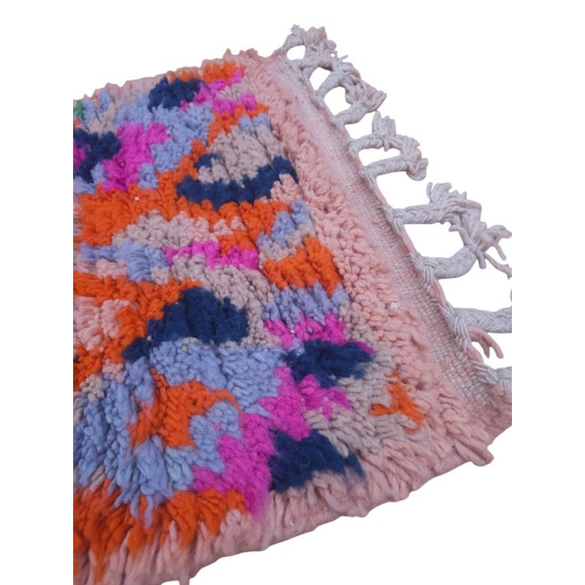 Pink Bathroom Rug Moroccan Handmade Colorful Wool Azilal Luxury Bath Rug (2' X 4') For Sale - Image 8 of 10