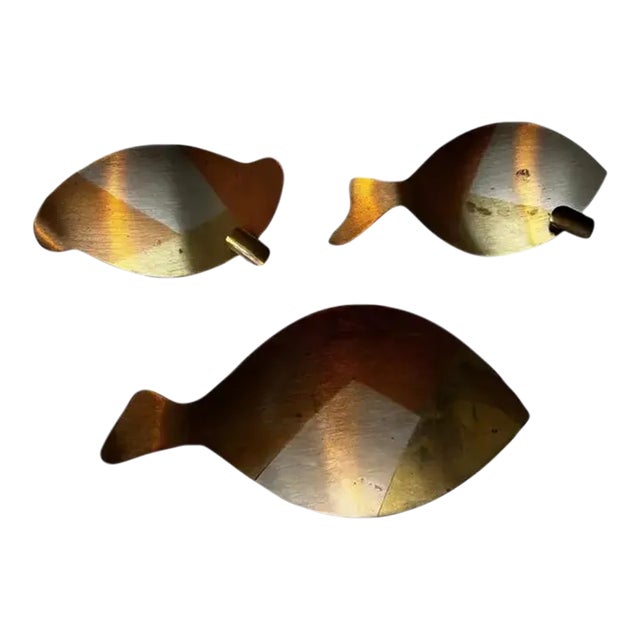 Circa 1960s Mexican Mixed Metals Footed Dish & Ashtrays - Set of 3 For Sale