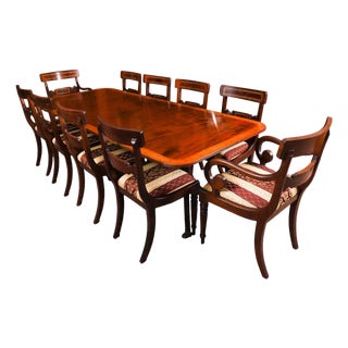 Vintage Regency Revival Dining Table and Chairs by William Tillman, 1980s, Set of 11 For Sale