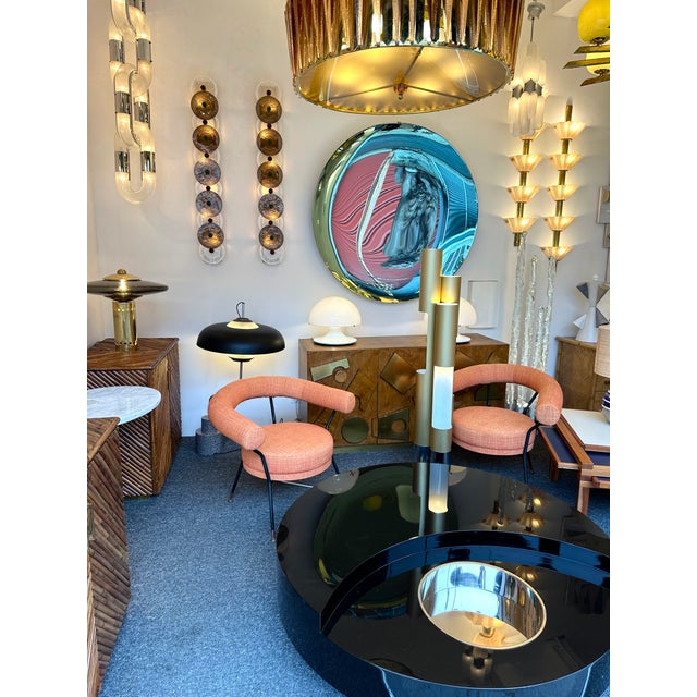 Large Contemporary Pair of Brass and Circle Disc Murano Glass Sconces, Italy For Sale - Image 6 of 12