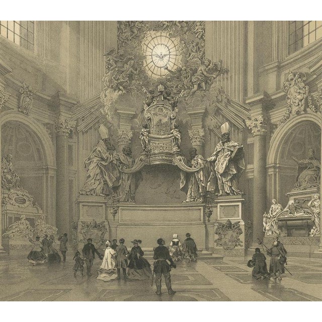 Mid 19th Century Benoist, Chair of St Peter, Vatican Baroque Masterpiece Interior, 1868, Print For Sale - Image 5 of 10