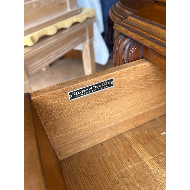 Brown Antique Walnut and Burlwood With Marquetry Hutch Circa 1930 For Sale - Image 8 of 8