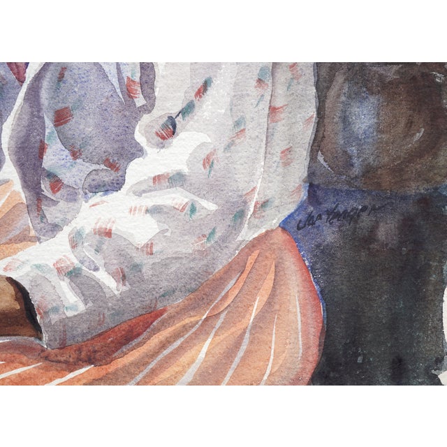 "Portrait of a Young Mexican Girl" Impressionist Watercolor on Paper by Joseph Yeager 1950s For Sale - Image 4 of 5