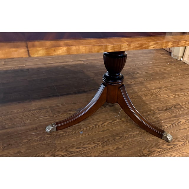 Traditional Mahogany Scallop Cornered Double Pedestal Mahogany Dining Table by Leighton Hall - Showroom Sample For Sale - Image 15 of 15
