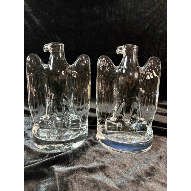 Vintage Fostoria #2585 Crystal Eagle Bookends Pair 1940-1943 Art Deco Usa For Sale - Image 10 of 12