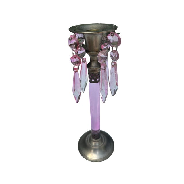 Pink 1930s Bakelite Chrome and Bakelite Candle Stick, New Orleans For Sale - Image 8 of 8