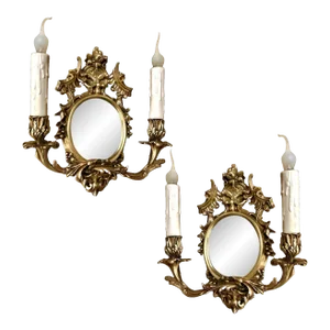 Pair Antique French Louis XVI Bronze Wall Sconces
