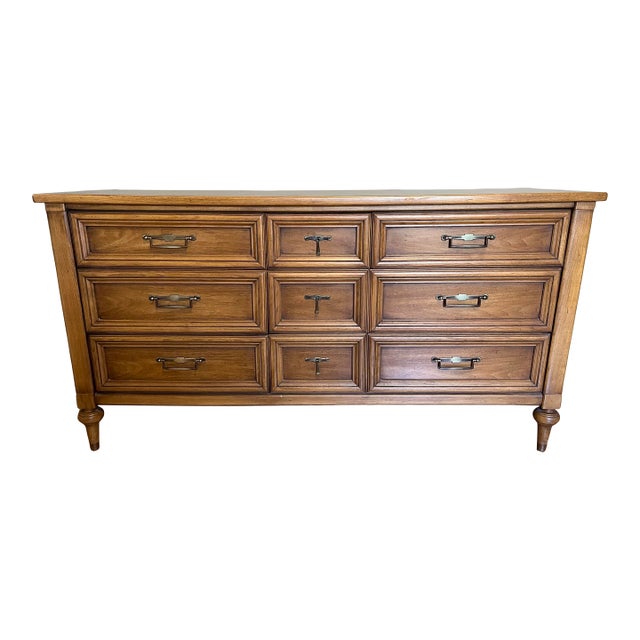 White Furniture 7-Drawer Mid-Century Modern Walnut Dresser For Sale