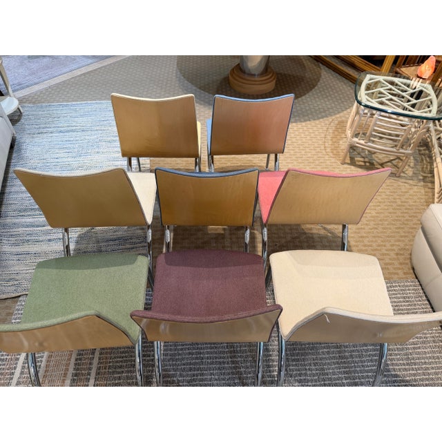Wood Set of 8 Late 20th Century Authentic Loewenstein Postmodern Italian Dining Chairs - Colorful Assortment For Sale - Image 7 of 9