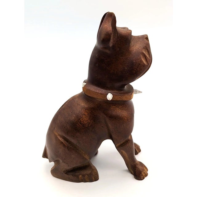 Folk Art Mid 20th Century German Wood Chiseled Dog Figurine For Sale - Image 3 of 11