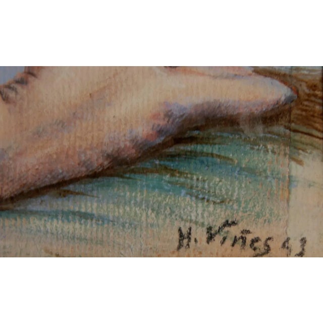 Impressionist Hernando Vines Soto, Nude, 1943 For Sale - Image 3 of 4