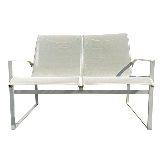 Vintage Metal Woodard Two Seater Bench For Sale