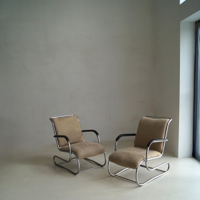 Vintage Bauhaus Lounge Chairs in Tubular Steel by Paul Schuitema for D3, 1930s, Set of 2 For Sale - Image 13 of 15