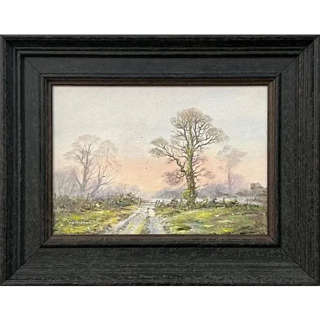 Farm Track in Wooded Landscape With Pink & Green by 20th Century British Artist, 1985 Circa For Sale