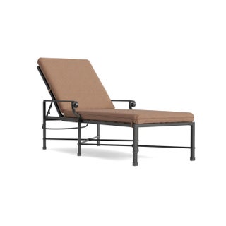 Brown Jordan Venetian Adjustable Chaise Lounge, Textured Pewter frame with Fusion Clay fabric For Sale